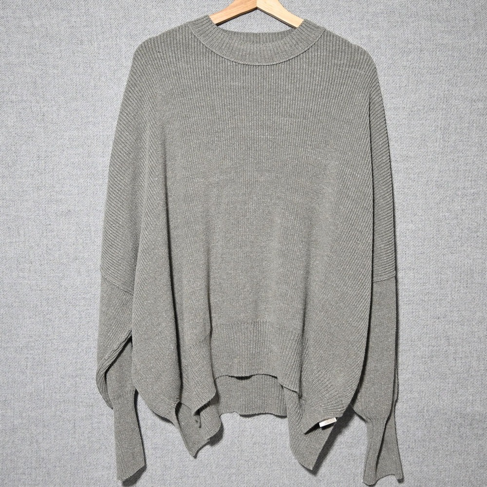 Free People Sweater Womens Oversized Ribbed Knit Dolman Sleeve Small Grey
